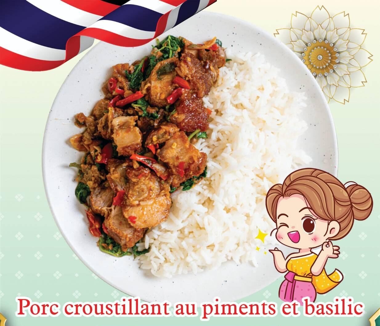 Plat thaï au basilic avec riz