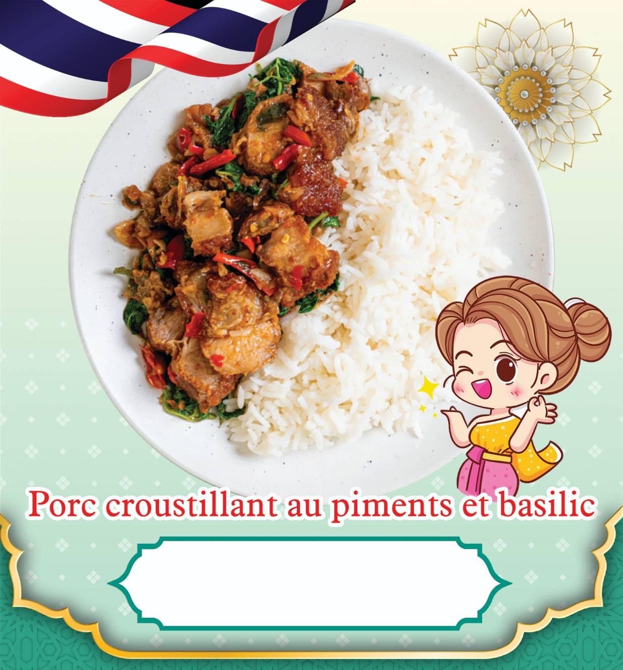 Plat thaï au basilic avec riz